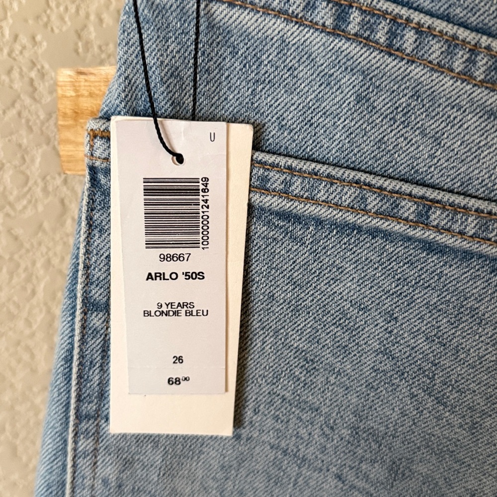 NWT Denim Forum Denim Forum The Arlo '50s Mid Thigh Short in 9 Yrs Blondie Bleu - Picture 9 of 11
